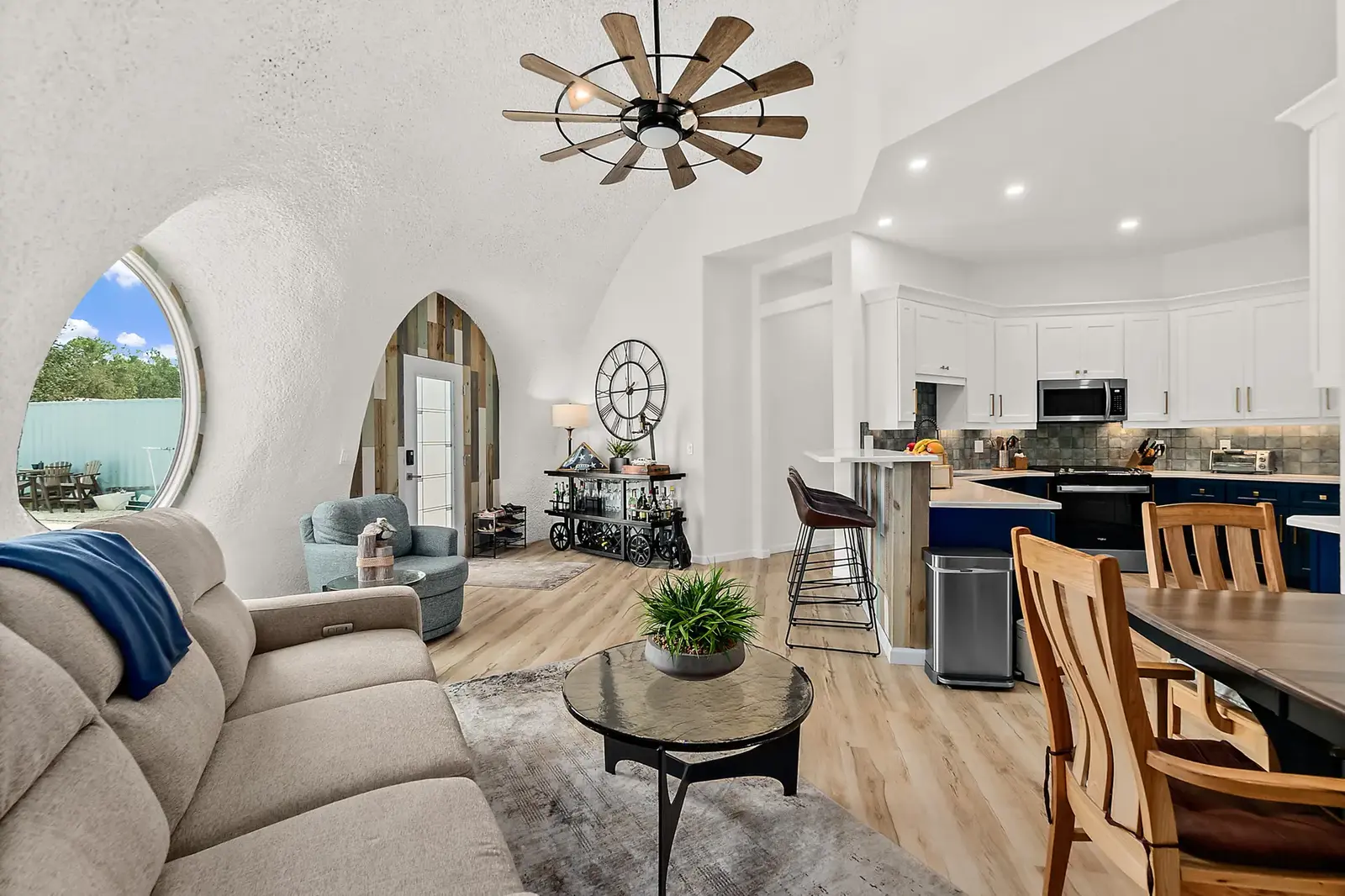 Living, Dining, Entry and Cooking Space.