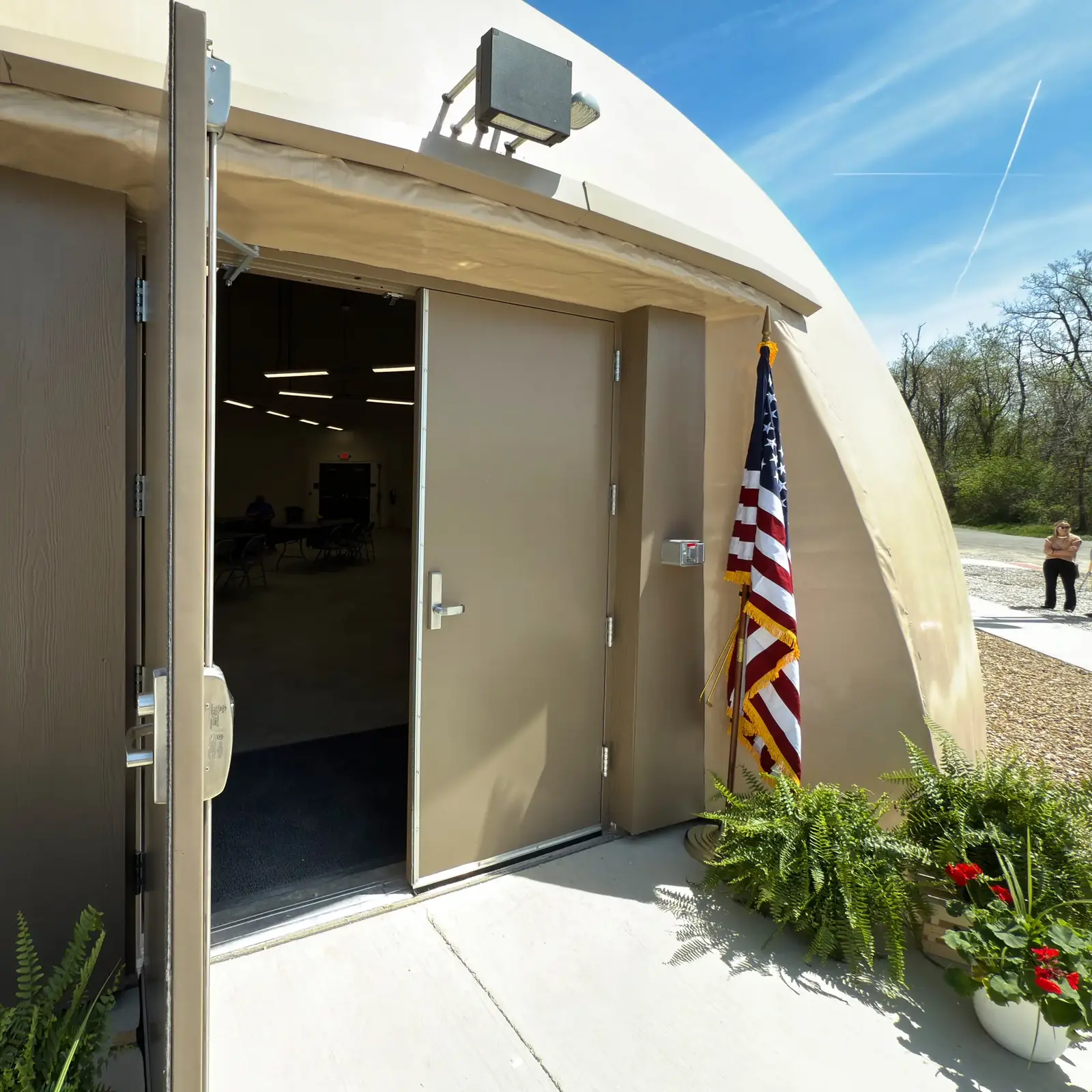 Exterior Storm Doors and the American Flag.
