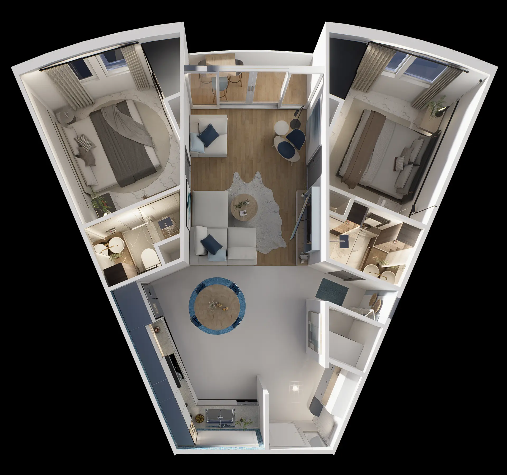 Floorplan for the 820-Square-Foot Apartments.