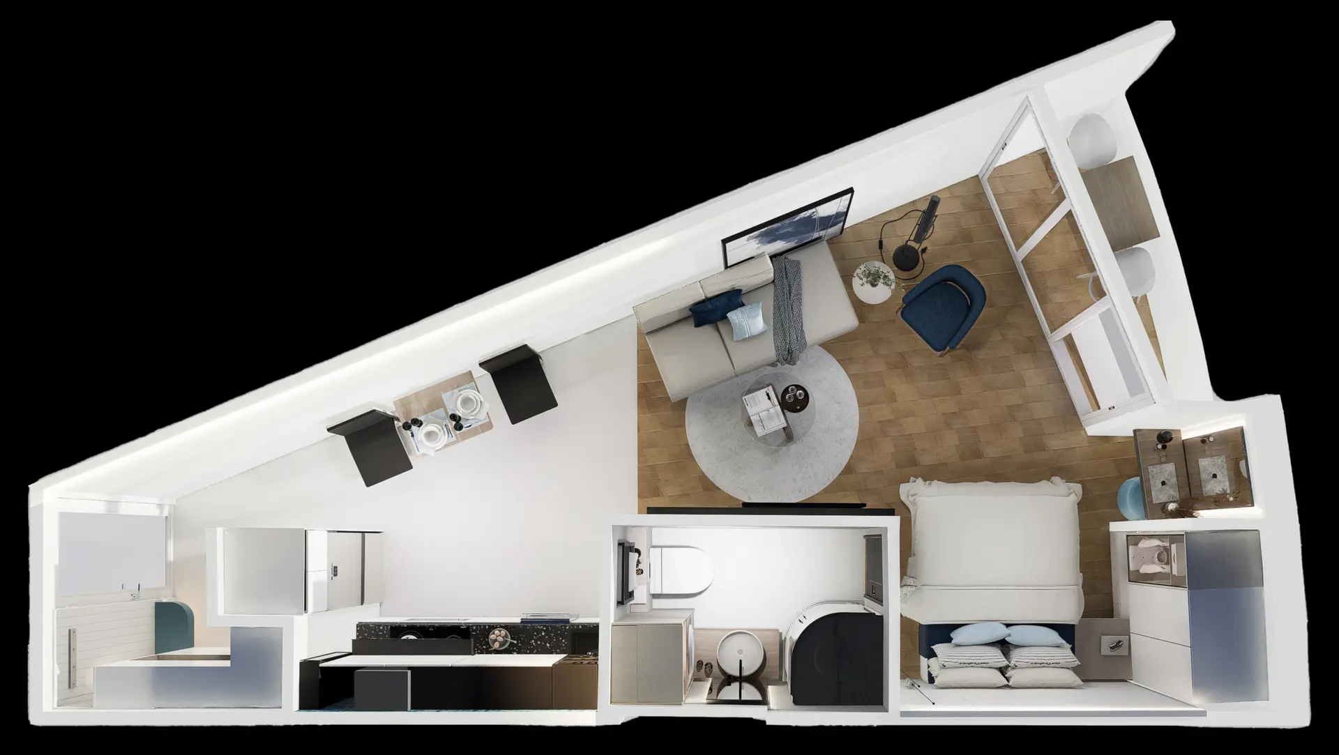410-Square-Foot Efficiency Apartments Floorplan.