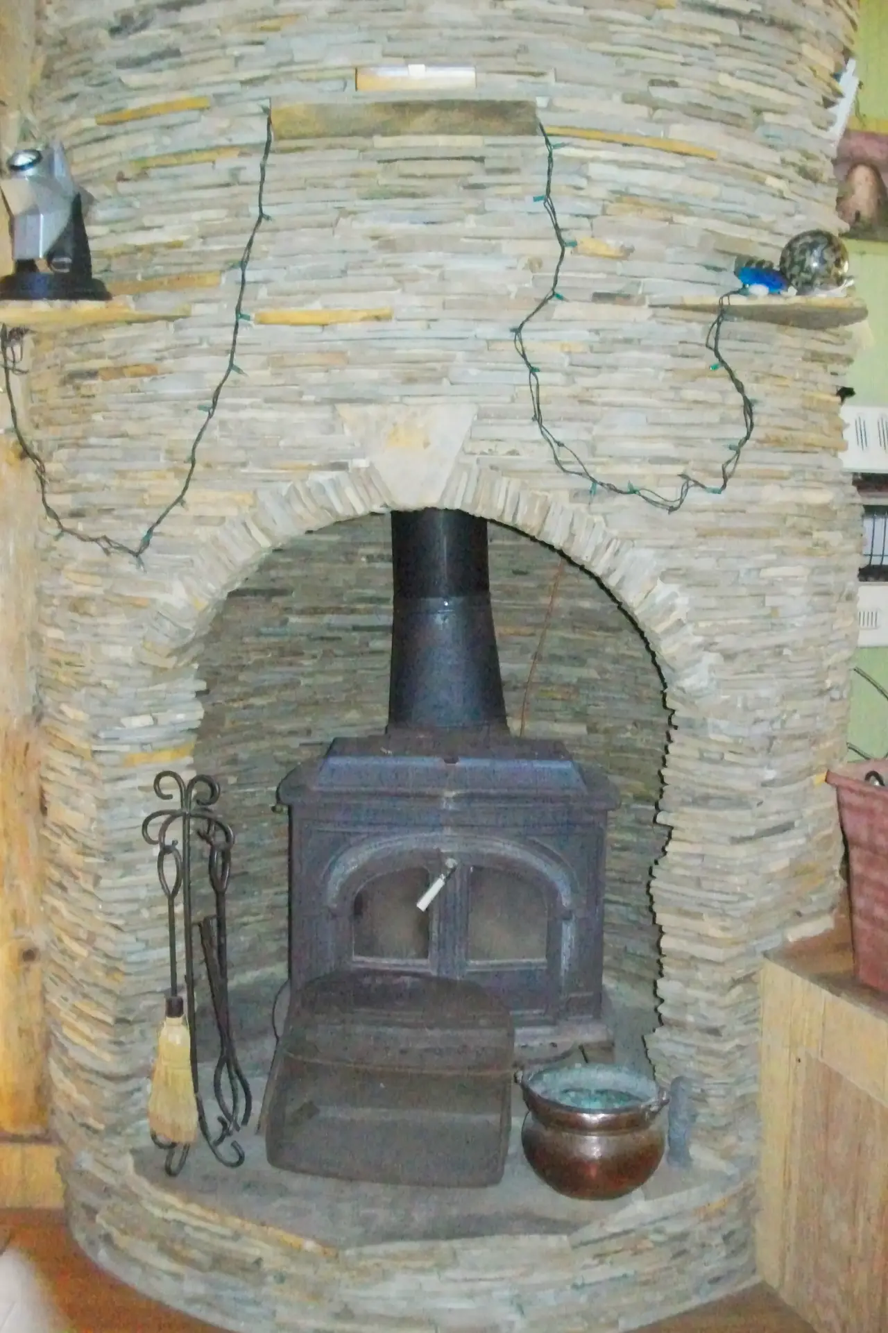 Stacked Rock Fireplace.