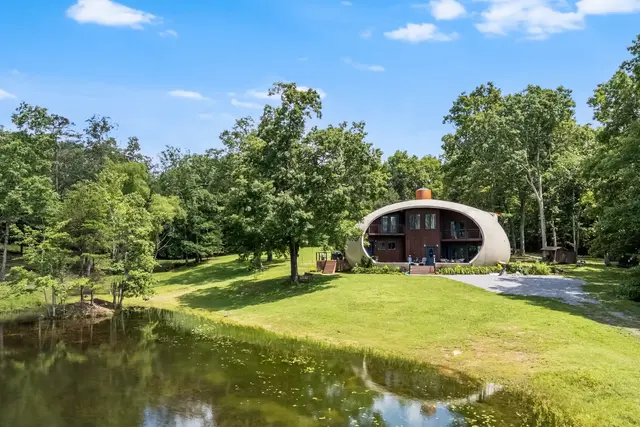 Front View of Dome Overlooking Pond.