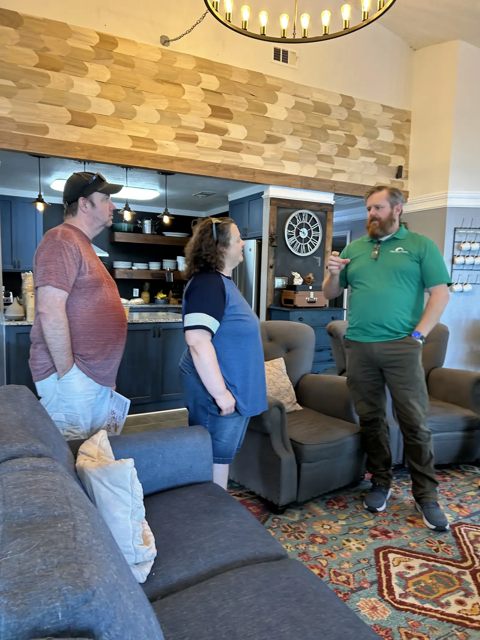 Visitors talking to Mike South.