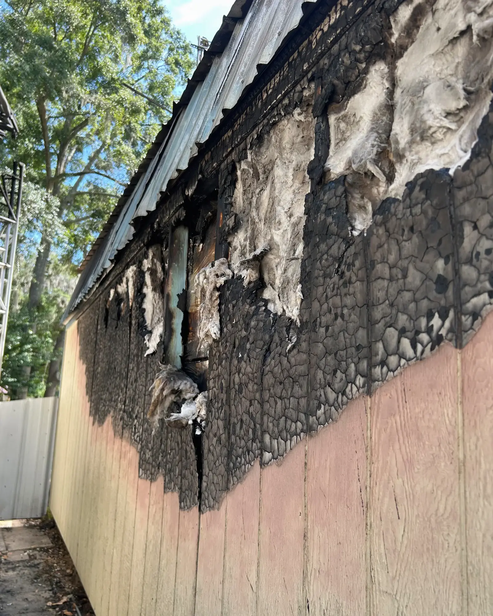 Charred Exterior Wall.