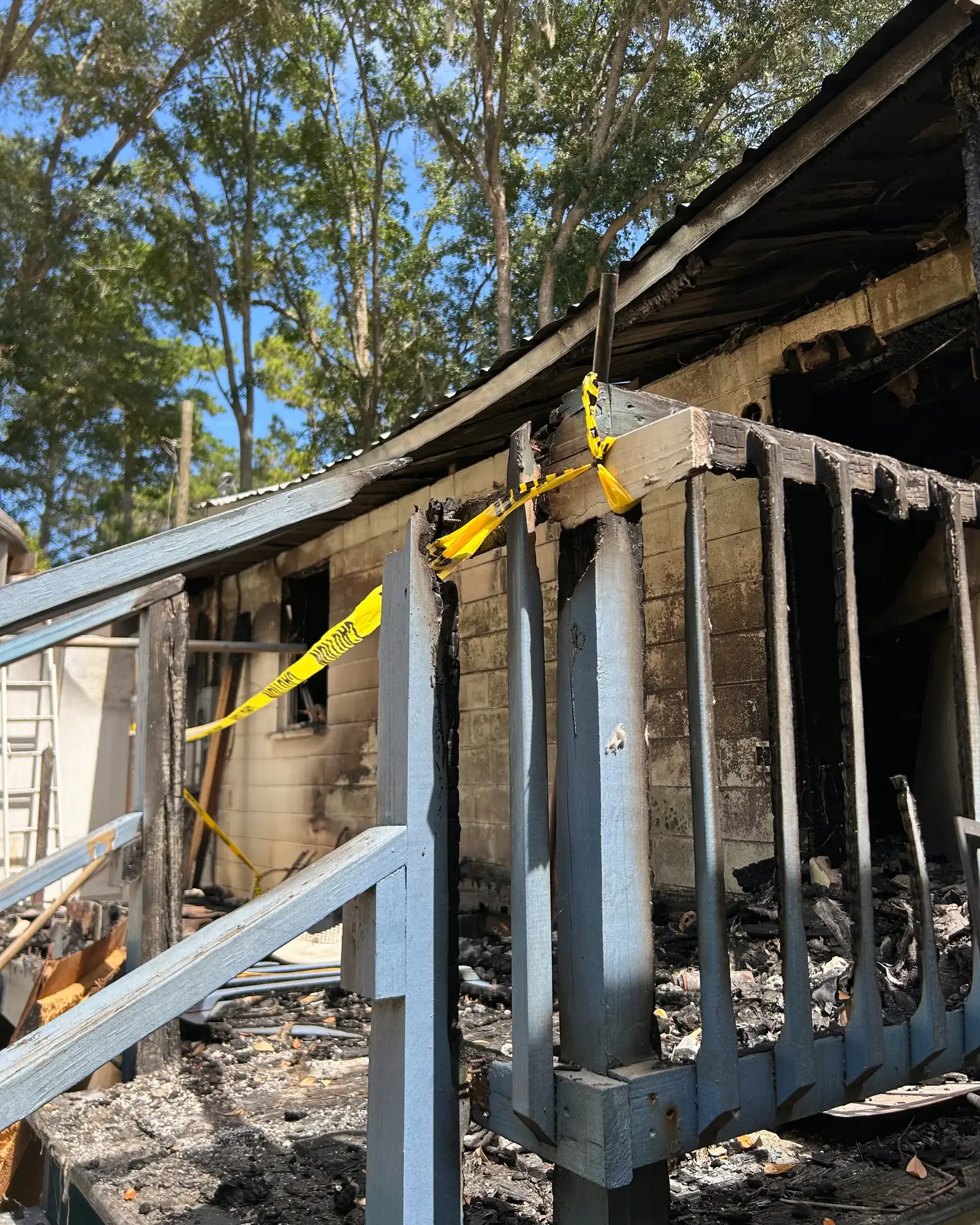 Burned Porch Framing.