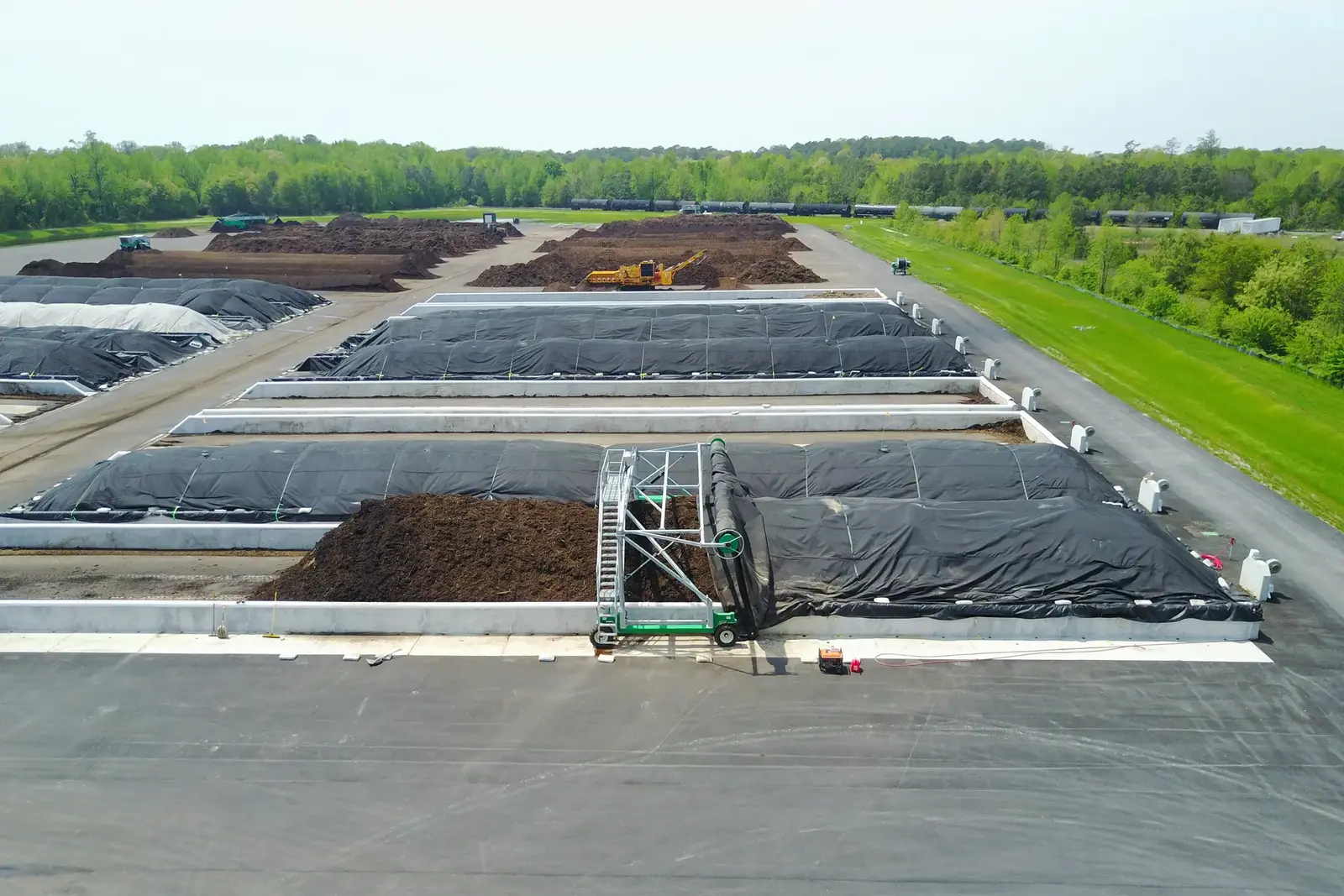 Cover Placement Machine On Compost Bunker.