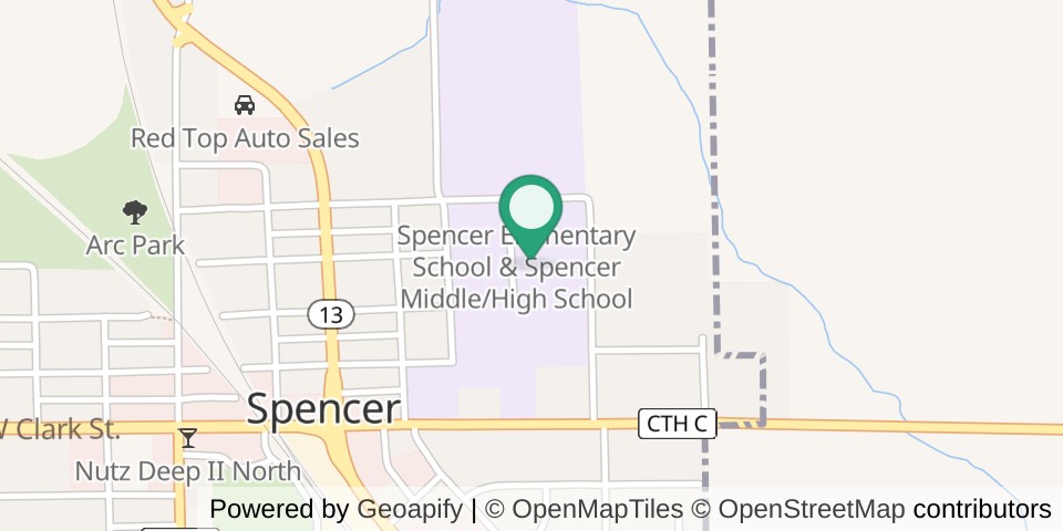 Map of Spencer Public Schools Athletic Center